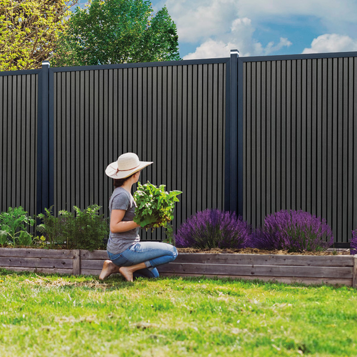 Elephant Schutting Dark Line Stripes Antraciet 180x180cm